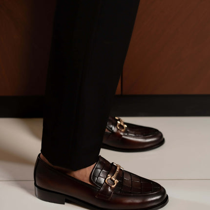 DARK BROWN CALF LEATHER HORSEBIT LOAFERS