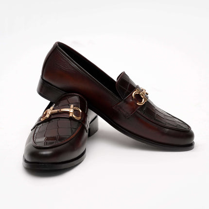 DARK BROWN CALF LEATHER HORSEBIT LOAFERS