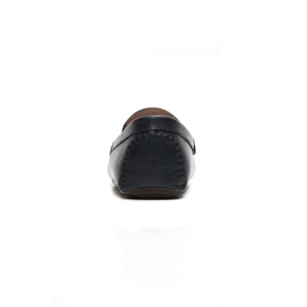 CLASSIC BLACK CALF LEATHER MOCCASIN PENNY LOAFER (DECORATIVE STRAP)
