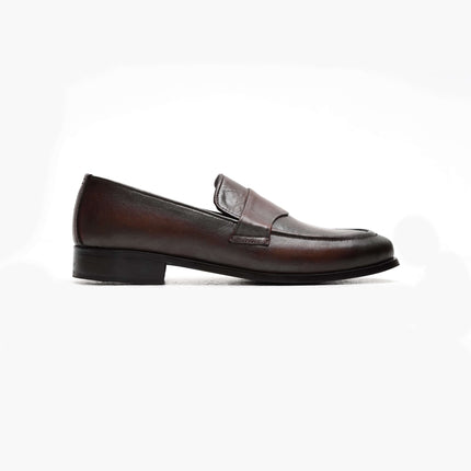 DARK BROWN CALF LEATHER PENNY LOAFERS