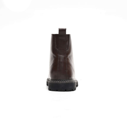 BROWN CALF LEATHER ANKLE BOOTS