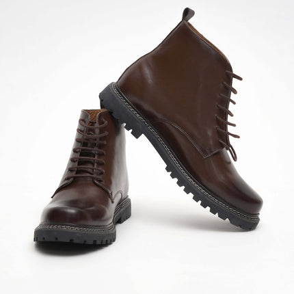 BROWN CALF LEATHER ANKLE BOOTS