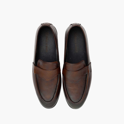 DARK BROWN CALF LEATHER PENNY LOAFERS