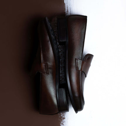 DARK BROWN CALF LEATHER PENNY LOAFERS