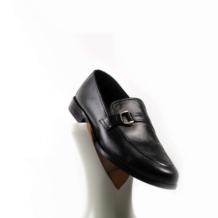 CLASSIC BLACK CALF LEATHER MONK STRAP LOAFERS