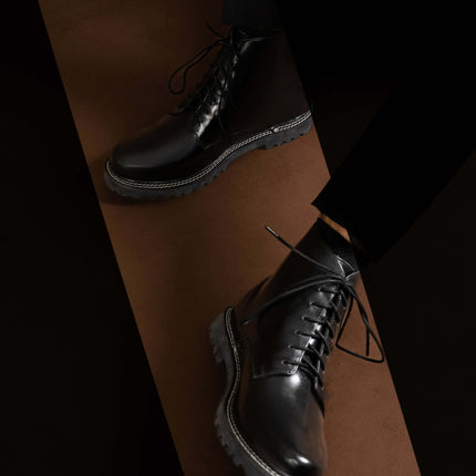 CLASSIC BLACK CALF LEATHER ANKLE BOOTS