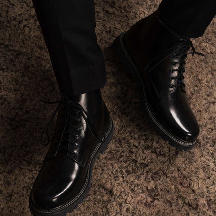 CLASSIC BLACK CALF LEATHER ANKLE BOOTS