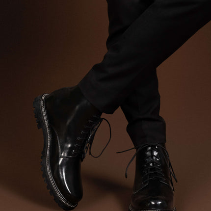 CLASSIC BLACK CALF LEATHER ANKLE BOOTS