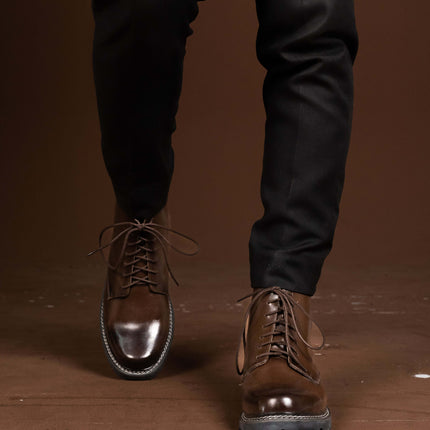 BROWN CALF LEATHER ANKLE BOOTS